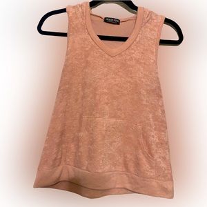 Pink Terry Cloth Fashion Nova Sleeveless Pastel Pink Hoodie Top